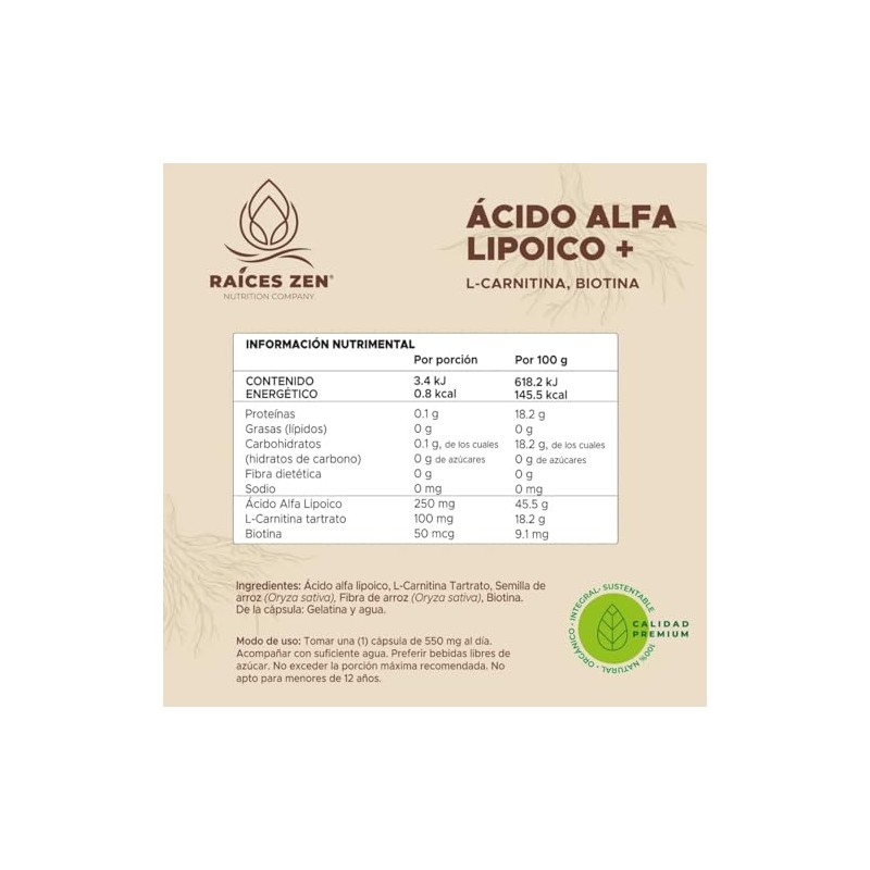 Ácido Alfa Lipoico Super Premium | Con L-Carnitina y Biotina