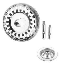 NAVZA Kitchen Sink Plug and Strainer, Stainless Steel Sink Plug Replacement, Hole Diameter 78mm, 80MM, 82MM, 84MM, Thicken for Food/Hair Catch, Pop up Sink Drainer Plug (Silver, 78MM) (Silver, 80MM)