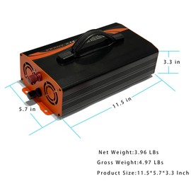 KRXNY 1000W Power Inverter 24V DC to 110V 120V AC Pure Sine Wave Converter LCD Display for Car RV Truck Off Grid Home Solar with Handle