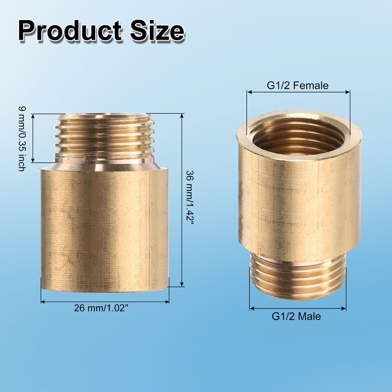 sourcing map 2 Pcs Shower Head Extension Arm 36mm Length