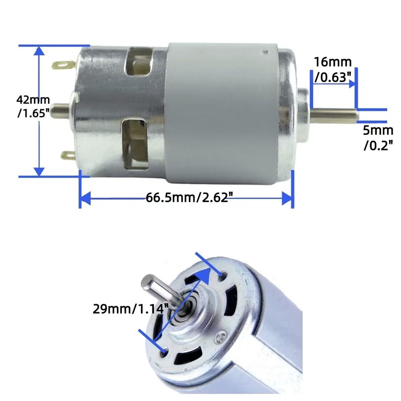 CONQUERALL 775 DC Motor 12V/24V 14500-29000RPM Double Ball Bearing High