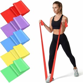 5PCS Bandas Elásticas, Bandas de Resistencia Deportivas, Ligas de Resistencia para Ejercicio de Material TPE para Entrenamiento de Fuerza, Yoga, Pilates, Glúteos, Fitness y Gimnasio