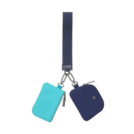 TOTENEST Mini Zip Around Wristlet Wallet for Fall Fashion Dual Pouch Wristlet Portable Coin Purse Mini Women Coin Pocket mom  pouch - Color: Blue-Navy Blue
