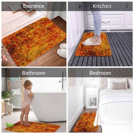 Lungtao Orange Burnt Bath Mat for Bathroom Vintage Abstract Mosaic Texture Faded Pattern Bath Rugs Door Mat Non Slip Rubber Backed Bathroom Floor Mat for Bathtub Sink Shower 16"X24"