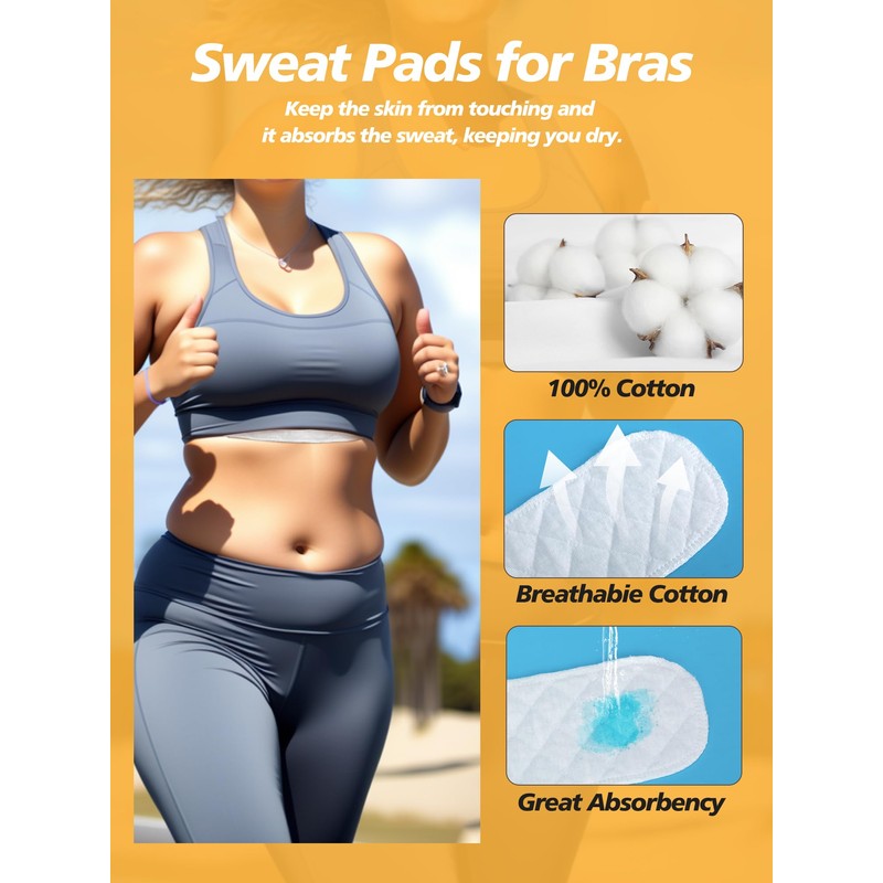 Under Breast Sweat Pads for Women - Cotton Bra Liners