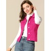 Allegra K Women's Buttoned Washed Denim Vest Jacket W Chest