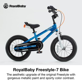 RoyalBaby Freestyle-7 Toddlers Kids Bike 12 Inch Wheel Dual Handbrakes Bicycle Beginners Boys Girls Ages 3-4 Years, Blue