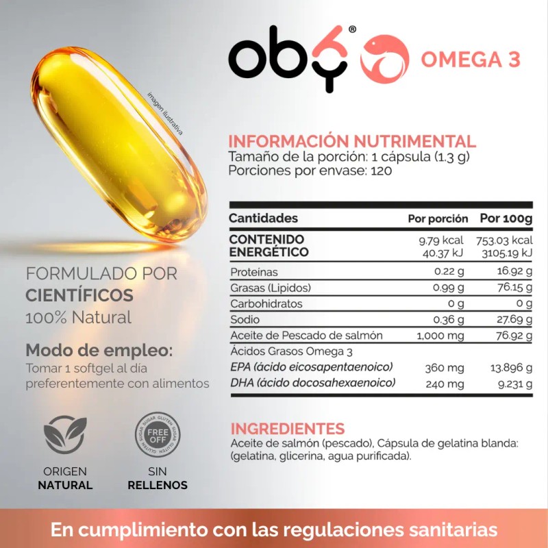 Omega Salmón 120 Cápsulas Alto Epa Dha Salmon Oil Oby
