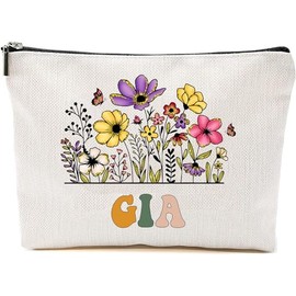 Gia Wildflowers Gifts For Mother's Day Makeup Bags - Gia Flower Gift Bags - Mom Birthday Gifts - Travel Cosmetic Bag For Birthday