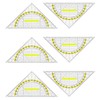 Amabro 6PCS Triangle Ruler with Handle, Transparent Plastic Protractor Geometry