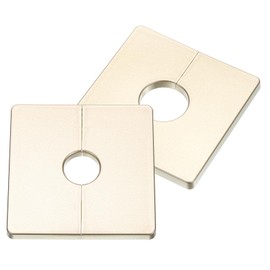 sourcing map 2Pcs ABS Plastics Square Shaped Escutcheon Plate, Wall Split Flange, 28mm Diameter Wall-Mounted Pipe Mouth Decorative Cover, Gold