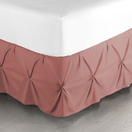 Nestl Pink Clay Bed Skirt Cal King Size, Pinch Pleat Cal King Bed Skirt, 14" Inch Drop Cal King Bedskirt, Hotel Quality Bed Skirts, Microfiber Bedskirt for Cal King Bed, Pink Clay Cal King Bed Skirt