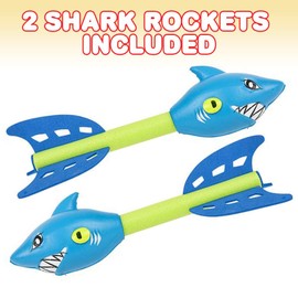 ArtCreativity Shark Rockets for Kids, Set of 2, Foam Flying Toys for Boys and Girls with Whistle Sound, Beach, Park, and Backyard Outdoor Fun, Cool Birthday Party Favors, Goodie Bag Fillers