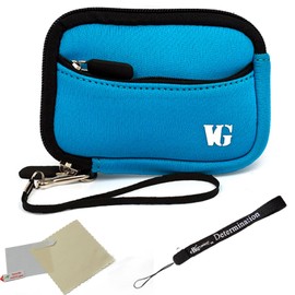 Baby Blue Trim Slim Protective Soft Neoprene Cover Carrying Case Sleeve with Extra Pocket for Casio EXILIM Point and Shoot Digital Camera