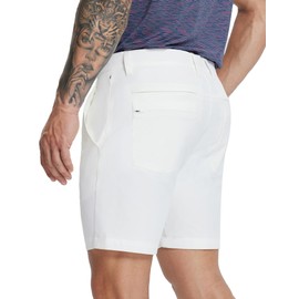 MICHEL ROUEN Mens Golf Shorts Performance Lightweight Water-Resistant Flat Front Pockets Casual Mens Shorts 7 Inch White