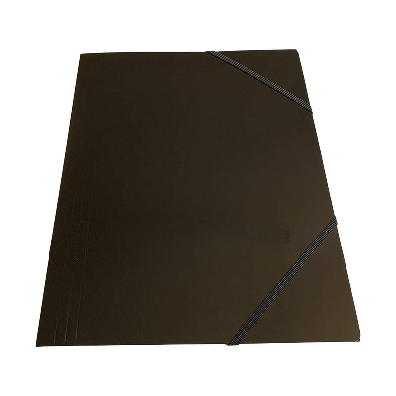 Janrax A4 Black Laminated Card 3 Flap Folder with Elastic