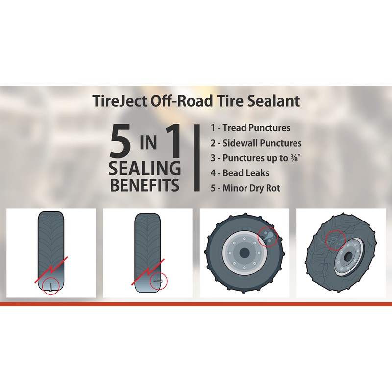 TireJect Off-Road 5-in-1 Flat Tire Protection Kit with Sealant Injector