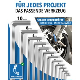 STONE REEF STONE REEF Innensechskantschlssel Set 13tlg. [inkl. Kugelkopf] - Chrom 1,27-10mm, Sechskantschlssel Handwerkzeug Set fr Handwerker, Winkelschlsselsatz