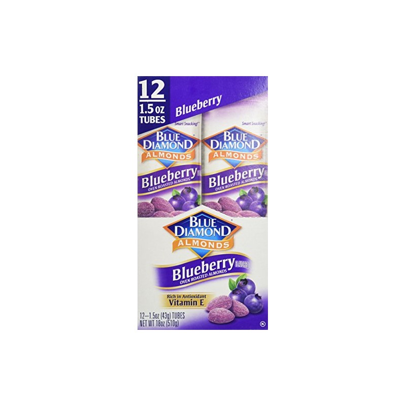 Blue Diamond Blueberry Flavored Almonds, 1.5 Ounce (Pack of 12)