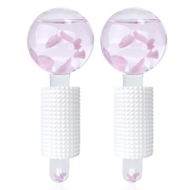 YIowcoo Ice Globes & Ice Roller for Face and Eyes - Facial Massage Tools for Skin Care, Reduce Wrinkles & Puffiness, Cooling Globes & Roller Ball for Glowing Skin 2PCS (Pink)