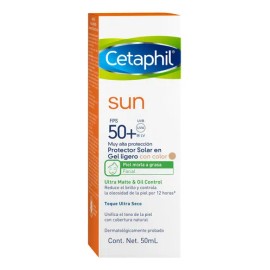 Protector solar Cetaphil Sun Ultra Matte & Oil Control Con Color 50FPS en gel 50mL