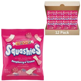 Smarties Squashies Foam Marshmallows Gummy Candies - Raspberry & Cream Flavored - Allergen Free, Peanut Free & Gluten Free Candy - Bulk Soft & Chewy Squashies Candies - 5 oz Bag (Pack of 12)