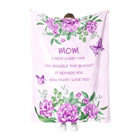 Mother's Day Flannel Blanket - 50x60 Inches Soft Cozy Plush Throw Blankets for Mom - Gift for Mother's Day, Birthday, Christmas - Warm & Luxurious Gift Ideas