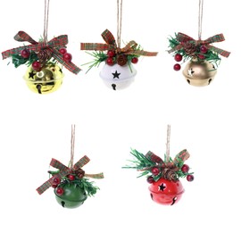 EZ PEACH Christmas Ornament, Bell Bell, Ornament, Christmas Tree Decoration, Tin Ribbon, Set of 5, Decoration, Decoration, Interior, Decoration, Christmas Charm, Wall Decoration, Gift, Accessory, Cute, Stylish (A)