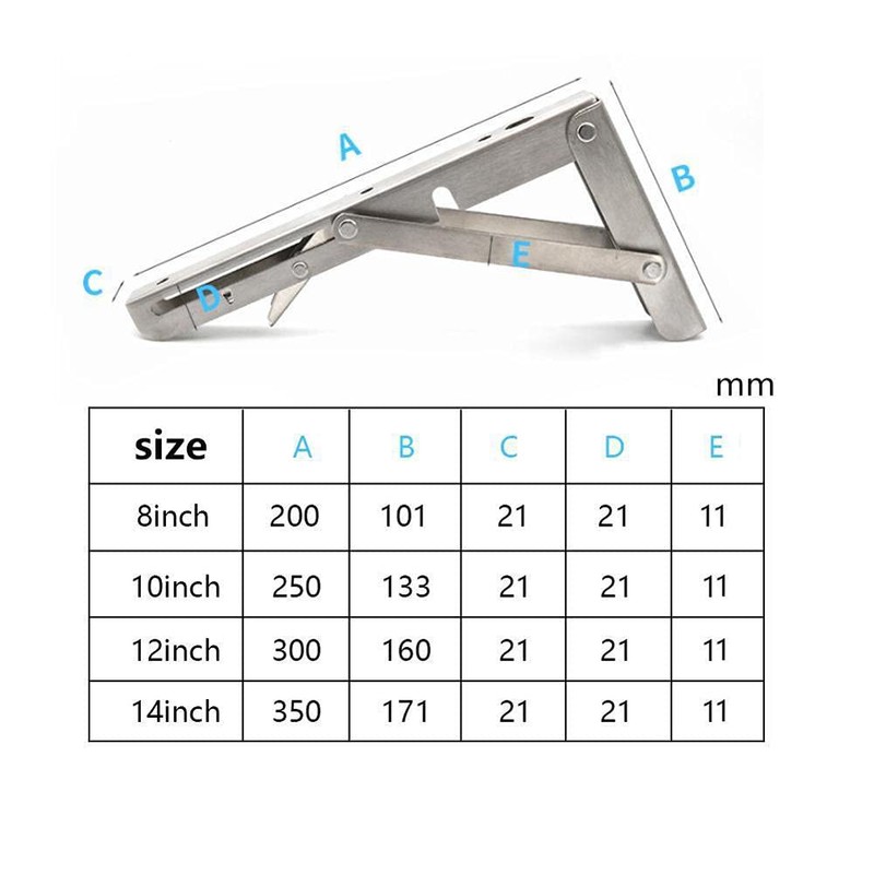 Pack of 2 Stainless Steel Folding Console Heavy Duty Shelf
