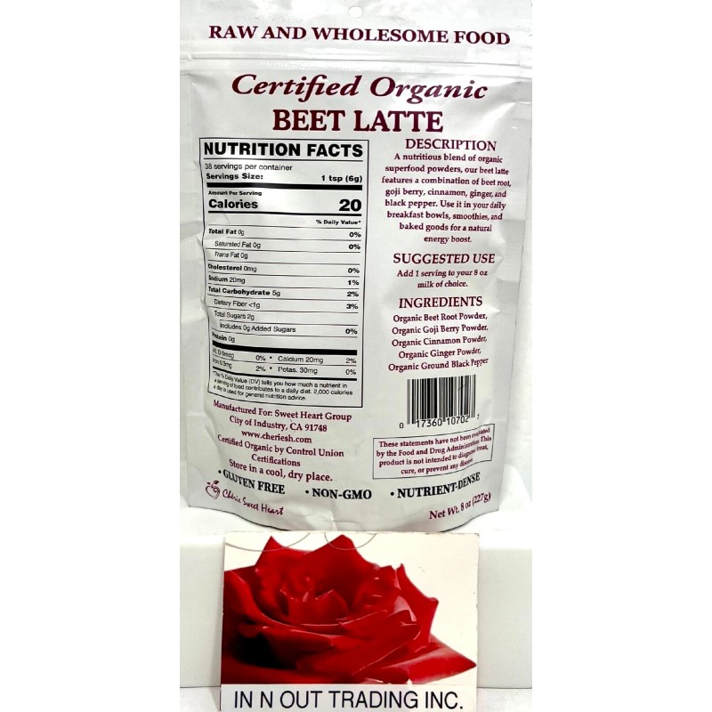 Cherie Sweet Heart Certified Organic Beet Latte 8 oz~1/14/2027