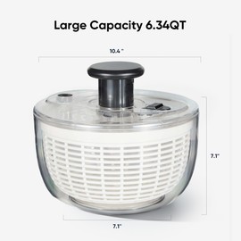 CAROTE 6.4 Qt Salad Spinner Large Lettuce Spinner Plastic Vegetable Fruit Washer, Vegetable Cleaner Salad Cleaner Lettuce Washer, Non-Slip Base, BPA-Free