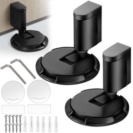 Tope de Puerta Magnético Negro, Set de 2PCS con Altura Ajustable, Retenedor Silencioso sin Perforación Para Hogar,Oficina,Dormitorio, Incluye 2 Llaves Hexagonales Extra para Instalación Fácil