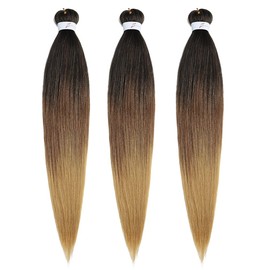 BALINGHAIR Pre Stretched Braiding Hair Extensions Ombre Black to Brown to light Brown 26 Inches(1B/30/27#-3Pcs)