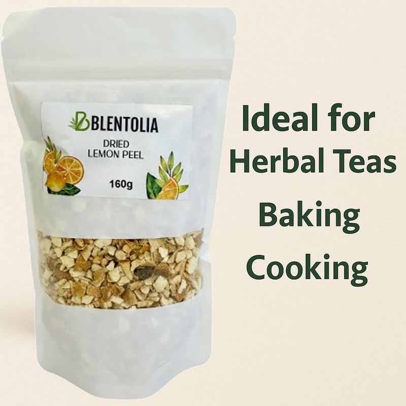 Blentolia Dried Lemon Peel – 100% Natural, Sun-Dried, Zesty Lemon