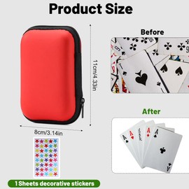 Playing Cards Case for UNO, 2 Pcs Playing Card Box Waterproof Anti-Scratch Playing Card Holder with Decorative Stickers Portable Card Game Case for Outdoor Gaming/Camping