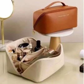 Gita Beuraendeu 확장형수납 익스펜드 화장품 파우치 여행용 휴대용 확장형 수납 Expandable Storage Cosmetic Pouch for Travel, Portable Expandable Organizer [(Brown)]