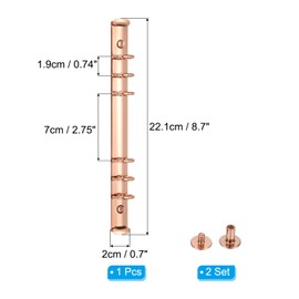 PATIKIL A5 6-Hole Ring Binder Mechanisms, 1 Set Replacement Binder Planner, Rose Gold