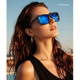 OUKEMAX Polarized Sunglasses for Women, 3 Pack UV400 Trendy Square Shades, Lightweight Stylish Eyewear for Driving & Travel