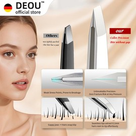 DEOU Professional Eyebrow Plucker & Tweezers - Stainless Steel Tool for Brow Shaping, Hair Removal & Precise Grooming, 9-Hole Non-Slip Grip, Unisex, Gift Box Included