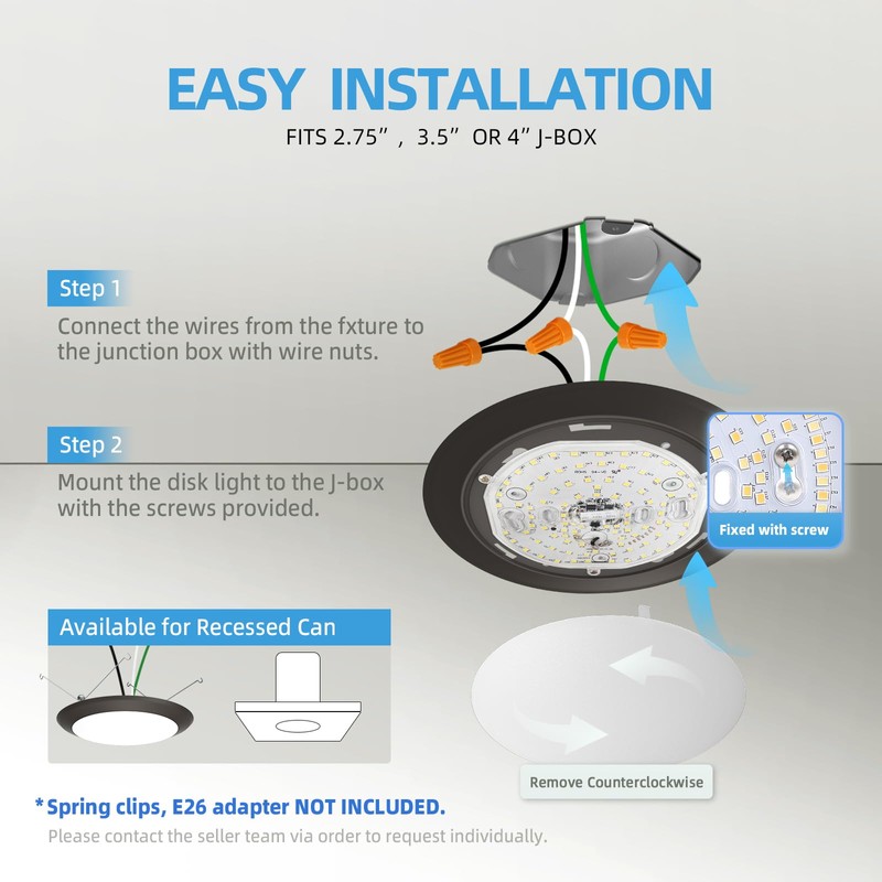 ECOELER 6" Flush Mount Disk Light, Dimmable LED Surface Mount