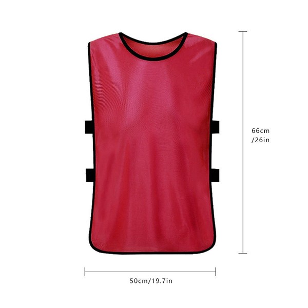 12 pieces/pack of chasuble vest for adults sports jerseys training jacket for men women for football basketball rugby (colour: red), Red