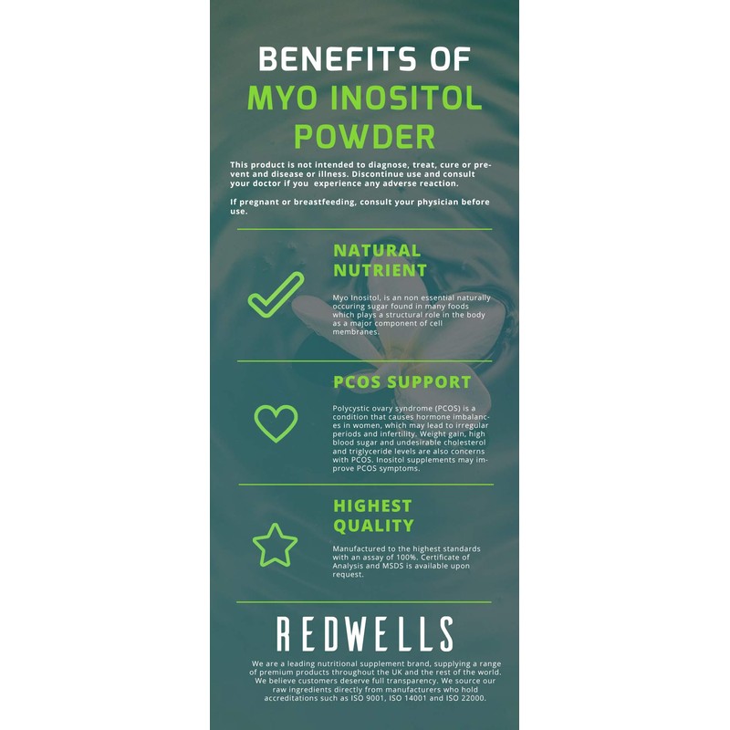 Myo Inositol Powder REDWELLS PCOS & Fertility GMO Free Vegan