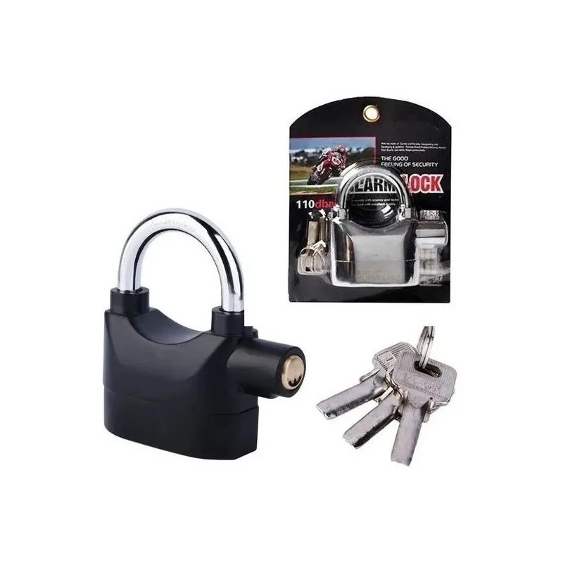 Candado Alarma Sonora Lock Caso70 70mm 110db Llave Puntos Color