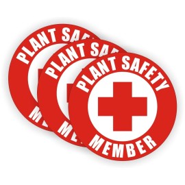 Unbranded/Generic 3 pcs - Red Plant Safety Member Hard Hat Decals Helmet Stickers Safe Worker