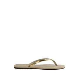 Havaianas Womens You Metallic Toe Post Summer Lightweight Flip Flops - Sand Gray/Light Golden - 6