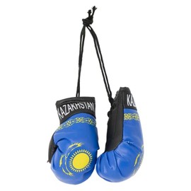 Generic Pair of Boxing Gloves Kasakhstan in the Car | Flag Boxing Gloves for Car | PVC | 1 Pair Kasakhstan Mini Boxing Gloves Charm Decoration Ornament, blue
