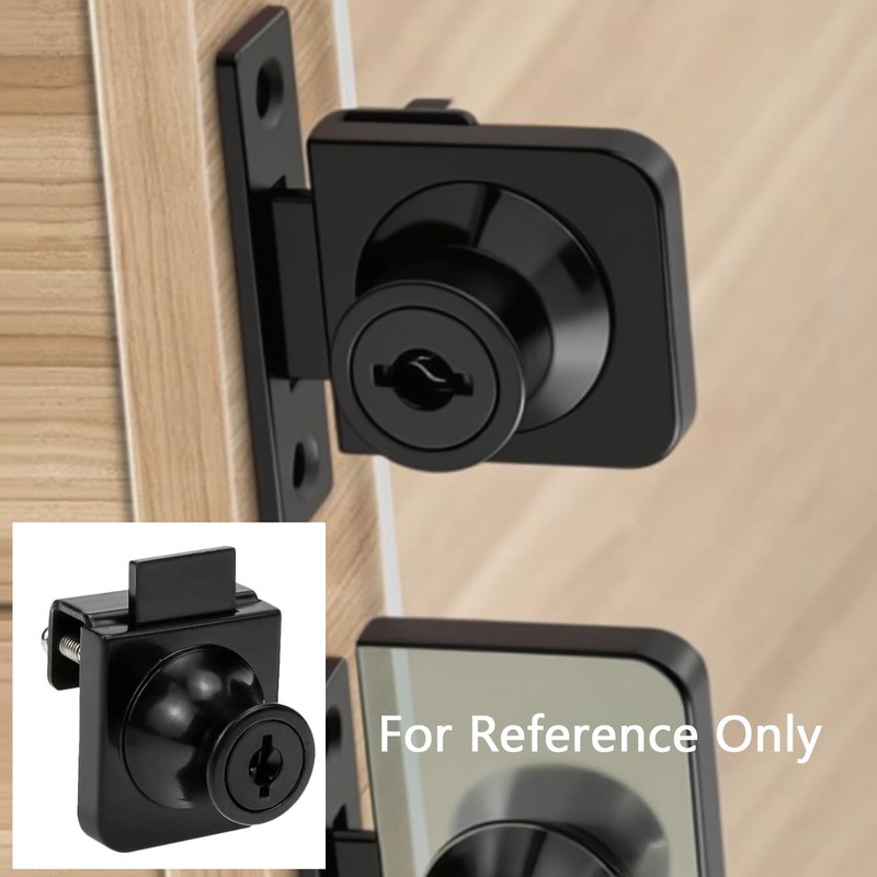 No Drill Glass Lock 2 Sets Black, for 0.2-0.3 inch