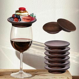 Hmsimqfy Premium Wooden Wine Glass Charcuterie Topper,Elegant Bug Repelling Covers for Wine Glasses,Ideal Accessory for Charcuterie Boards. (Wood, 8)