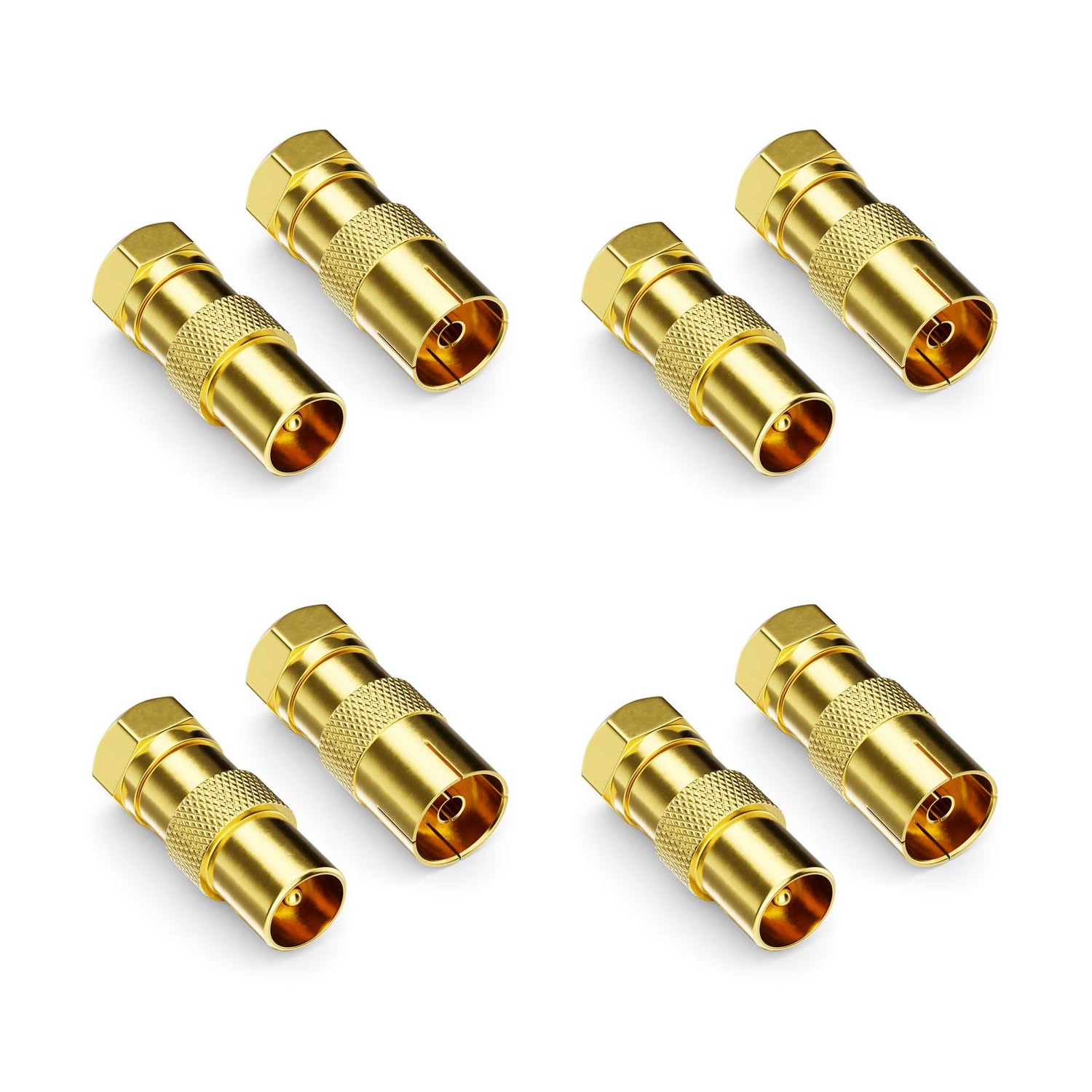 deleyCON Set of 8 SAT Cable Adapters - F-Connector to 4x Antenna Plug ...