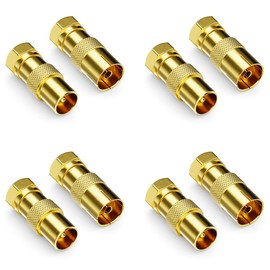 deleyCON Set of 8 SAT Cable Adapters - F-Connector to 4x Antenna Plug & 4x Antenna Socket Coaxial Antenna Connector Coupling for Coaxial Cable Antenna Cable